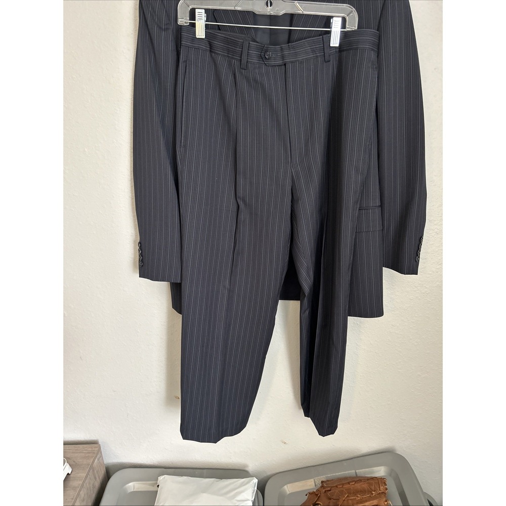 Calvin Klein Suit Mens 40R black Pinstripe 2 Button 100% Wool 34x28 Pants - Picture 7 of 14